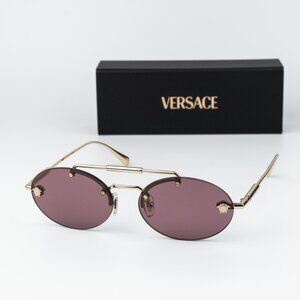 Versace Women Sunglasses Gold Violet Pilot VE2295 1252/1A NEW AUTHENTIC